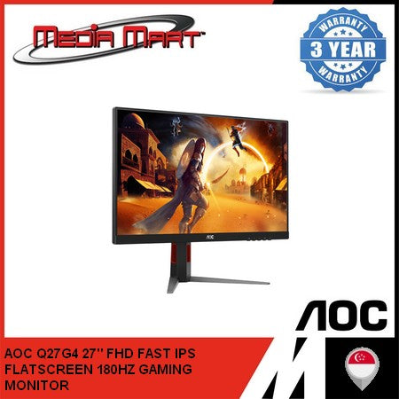 AOC Q27G4 27" QHD FAST IPS FLATSCREEN 180HZ GAMING MONITOR