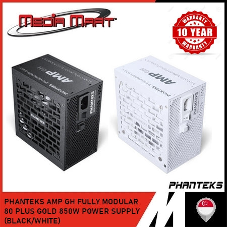 PHANTEKS AMP GH FULLY MODULAR 80 PLUS GOLD 850W POWER SUPPLY (BLACK/WHITE)