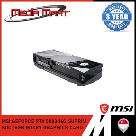 MSI GEFORCE RTX 5080 16G SUPRIM SOC 16GB GDDR7 GRAPHICS CARD