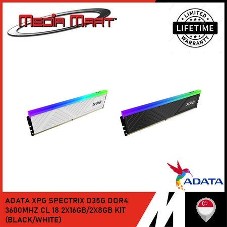 ADATA XPG SPECTRIX D35G DDR4 3600MHZ CL18 2X16GB/2X8GB (BLACK/WHITE)