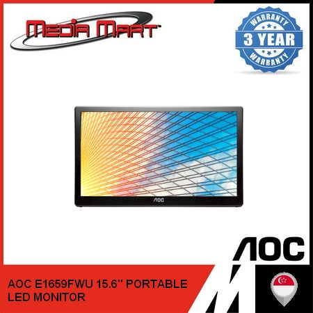 AOC E1659FWU 15.6" PORTABLE LED MONITOR 60HZ REFRESH RATE