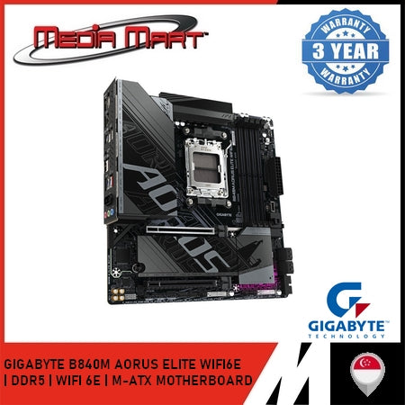GIGABYTE B840M AORUS ELITE WIFI6E AM5 DDR5 M-ATX MOTHERBOARD