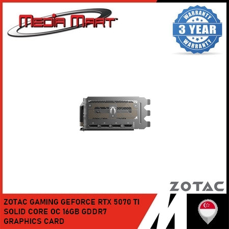 ZOTAC GAMING GEFORCE RTX 5070 TI SOLID CORE OC 16GB GDDR7 GRAPHICS CARD