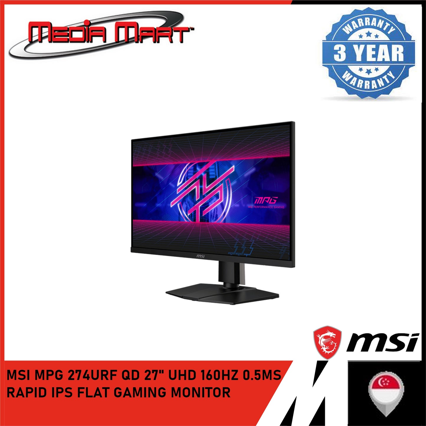 MSI MPG 274URF QD 27 INCH UHD 160HZ 0.5MS RAPID IPS FLAT GAMING MONITOR