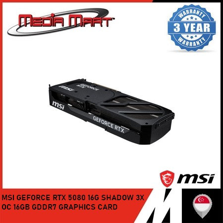 MSI GEFORCE RTX 5080 16G SHADOW 3X OC 16GB GDDR7 GRAPHICS CARD
