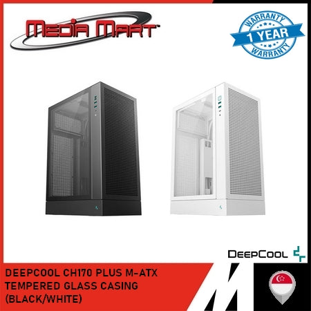 DEEPCOOL CH170 PLUS M-ATX TEMPERED GLASS CASING (BLACK/WHITE)
