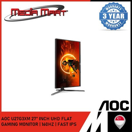 AOC U27G3XM 27" INCH UHD FLAT GAMING MONITOR | 160HZ / FAST IPS / 1MS / HDMI 2.1 / DP 1.4
