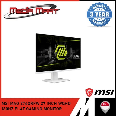 MSI MAG 274QRFW 27 INCH WQHD 180HZ FLAT GAMING MONITOR (WHITE)