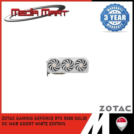 ZOTAC GAMING RTX 5080 SOLID OC 16GB WHITE GRAPHIC CARD