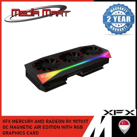 XFX MERCURY AMD RADEON RX 9070XT OC MAGNETIC AIR EDITION WITH RGB GRAPHICS CARD