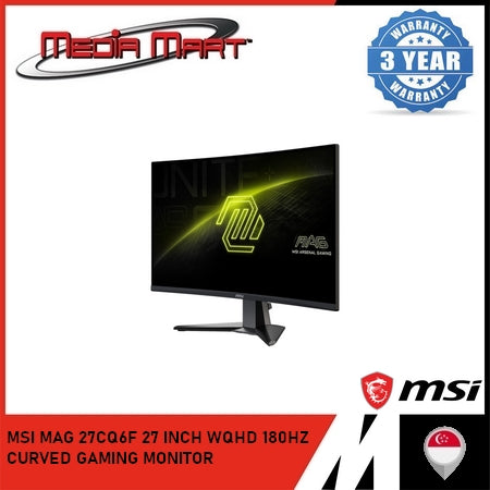 MSI MAG 27CQ6F 27 INCH WQHD 180HZ CURVED GAMING MONITOR