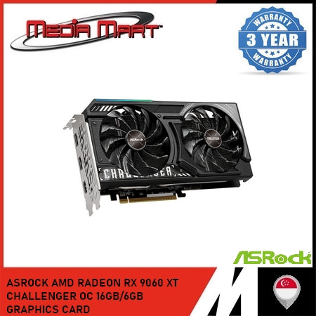 ASROCK AMD RADEON RX 9060 XT CHALLENGER OC 16GB/8GB GRAPHICS CARD