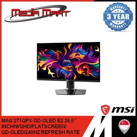 MSI MAG 271QPX QD-OLED E2 26.5 INCH 240HZ WQHD FLATSCREEN GAMING MONITOR
