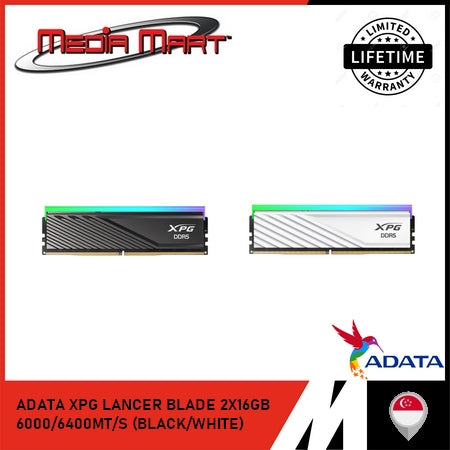 ADATA XPG LANCER BLADE RGB DDR5 6000/6400MT/S CL30/32/36 2X16GB/2X32GB (BLACK/WHITE)
