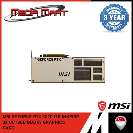 MSI GEFORCE RTX 5070 12G INSPIRE 3X OC 12GB GDDR7 GRAPHICS CARD