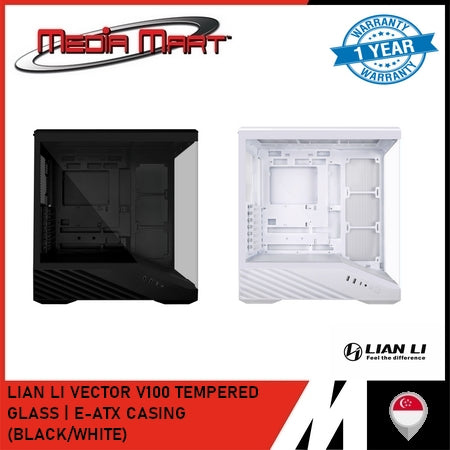 LIAN LI VECTOR V100R TEMPERED GLASS | E-ATX CASING (BLACK/WHITE)