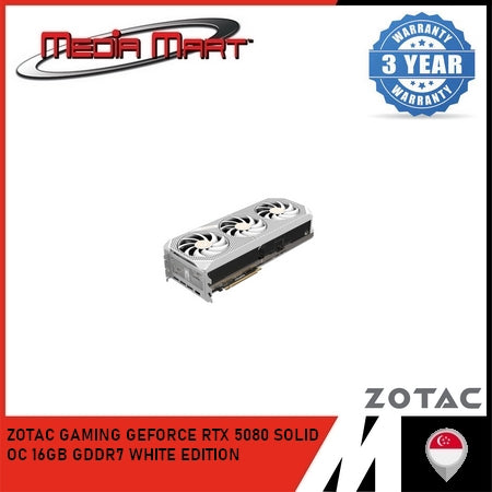ZOTAC GAMING RTX 5080 SOLID OC 16GB WHITE GRAPHIC CARD