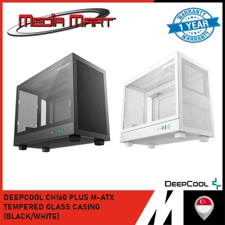 DEEPCOOL CH160 PLUS M-ATX TEMPERED GLASS CASING (BLACK/WHITE)