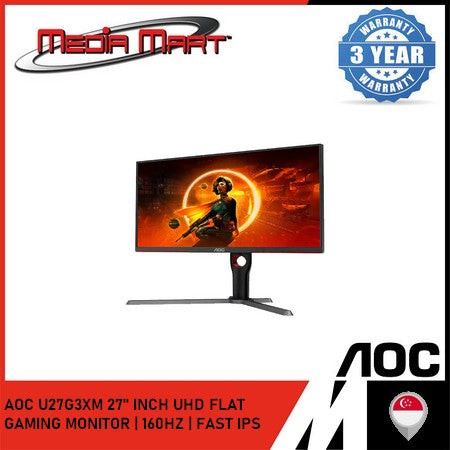 AOC U27G3XM 27" INCH UHD FLAT GAMING MONITOR | 160HZ / FAST IPS / 1MS / HDMI 2.1 / DP 1.4
