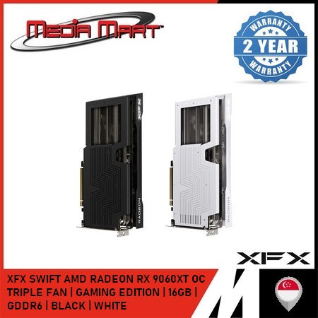XFX SWIFT AMD RADEON RX 9060XT TRIPLE FAN | OC GAMING EDITION | 16GB | GDDR6 | BLACK | WHITE |