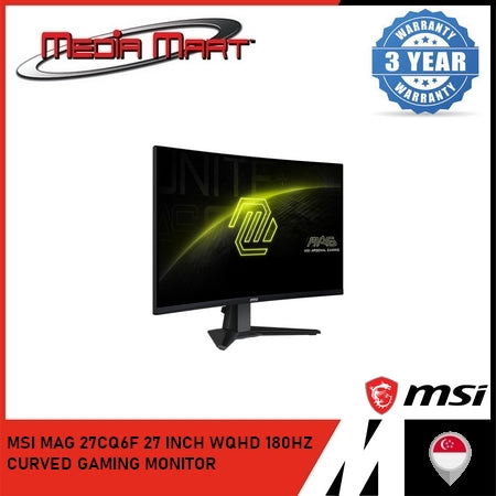 MSI MAG 27CQ6F 27 INCH WQHD 180HZ CURVED GAMING MONITOR