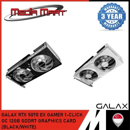 GALAX RTX 5070 EX GAMER 1-CLICK OC 12GB GDDR7 GRAPHICS CARD (BLACK/WHITE)