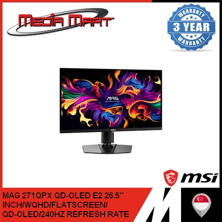 MSI MAG 271QPX QD-OLED E2 26.5 INCH 240HZ WQHD FLATSCREEN GAMING MONITOR