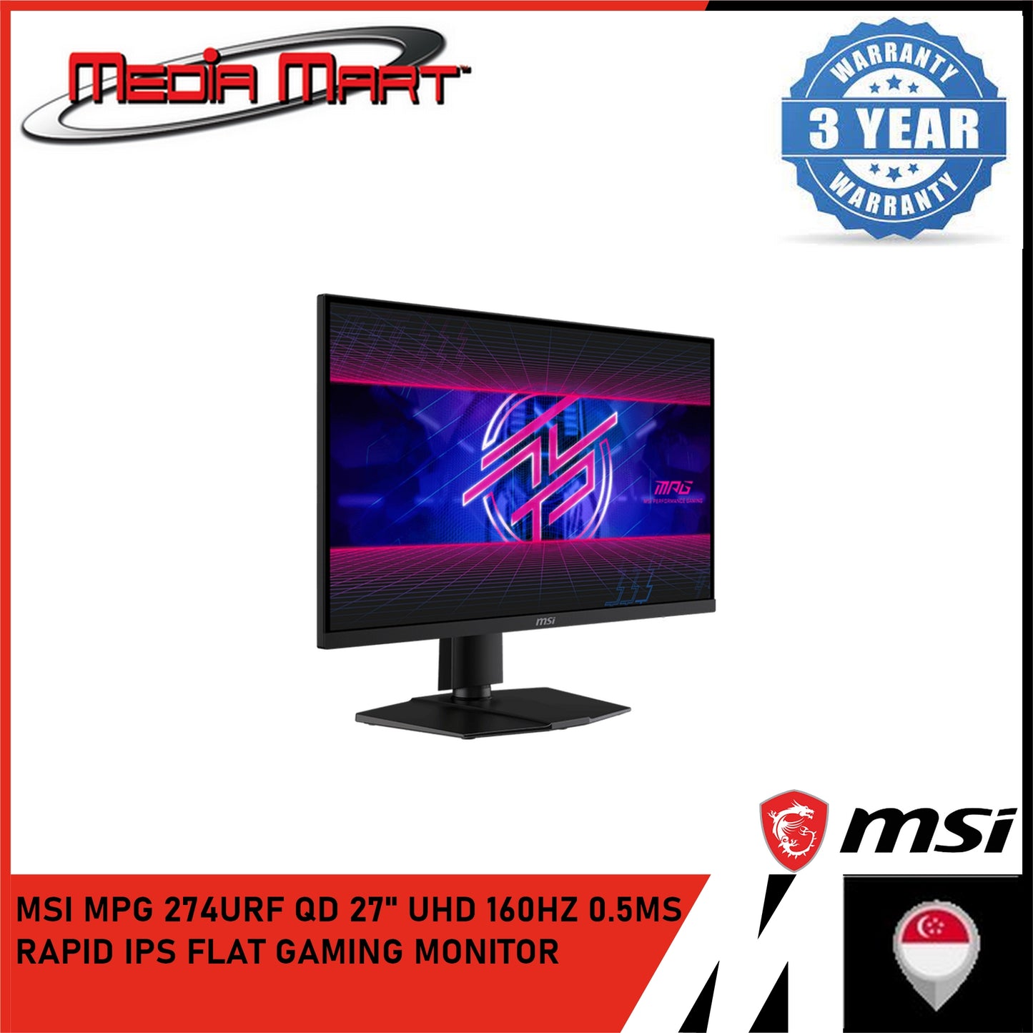 MSI MPG 274URF QD 27 INCH UHD 160HZ 0.5MS RAPID IPS FLAT GAMING MONITOR