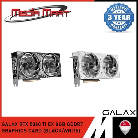 GALAX RTX 5060 TI EX 8GB GDDR7 GRAPHICS CARD (BLACK/WHITE)