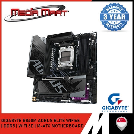 GIGABYTE B840M AORUS ELITE WIFI6E AM5 DDR5 M-ATX MOTHERBOARD