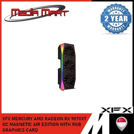 XFX MERCURY AMD RADEON RX 9070XT OC MAGNETIC AIR EDITION WITH RGB GRAPHICS CARD