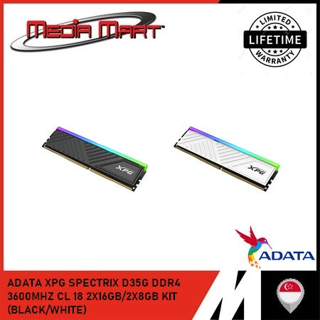 ADATA XPG SPECTRIX D35G DDR4 3600MHZ CL18 2X16GB/2X8GB (BLACK/WHITE)