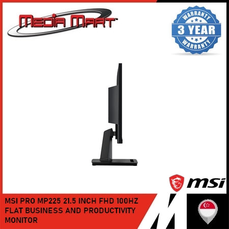 MSI PRO MP225 21.5 INCH FHD 100HZ FLAT BUSINESS AND PRODUCTIVITY MONITOR