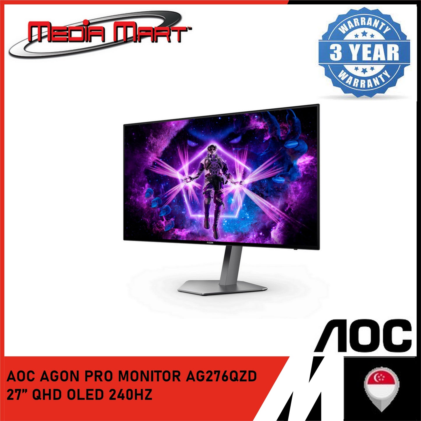 AOC AGON PRO MONITOR AG276QZD 27’’ QHD OLED 240HZ GAMING MONITOR