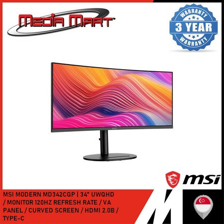 MSI MODERN MD342CQP 34 INCH UWQHD 120HZ CURVED BUSINESS AND PRODUCTIVITY MONITOR