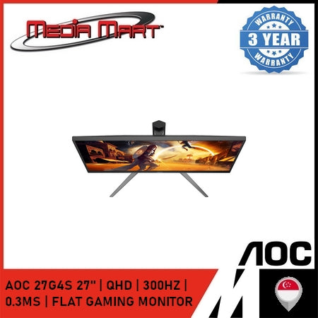 AOC Q27G4S 27" | QHD | 300HZ | 0.3MS | FLAT GAMING MONITOR