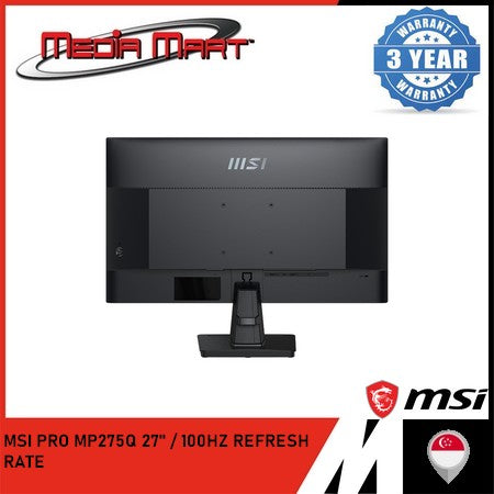 MSI PRO MP275Q | 27'' WQHD / MONITOR 100HZ REFRESH RATE / IPS PANEL / FLATSCREEN / HDMI 2.0B / DP 1.2A