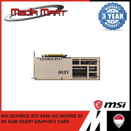 MSI GEFORCE RTX 5080 16G INSPIRE 3X OC 16GB GDDR7 GRAPHICS CARD