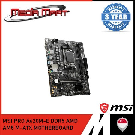 MSI PRO A620M-E DDR5 AMD AM5 M-ATX MOTHERBOARD