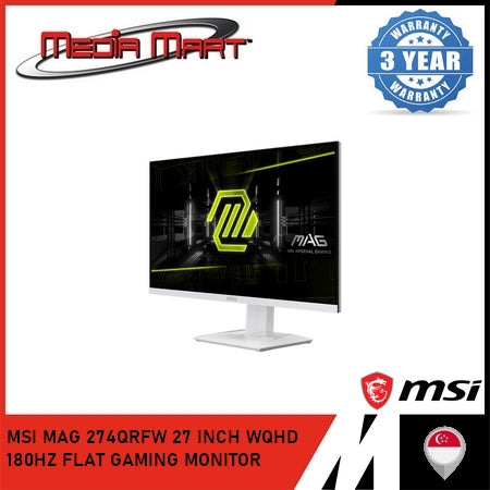 MSI MAG 274QRFW 27 INCH WQHD 180HZ FLAT GAMING MONITOR (WHITE)