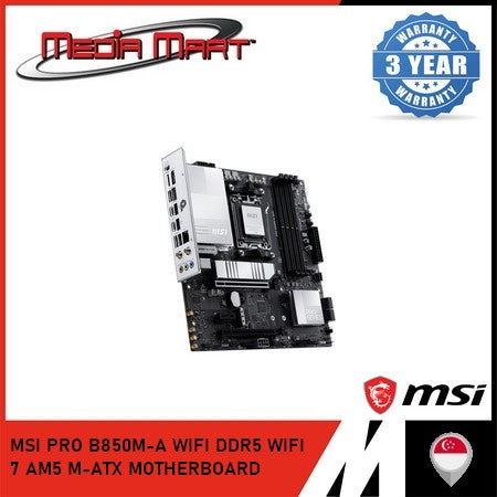 MSI PRO B850M-A WIFI DDR5 WIFI 7 AM5 M-ATX MOTHERBOARD