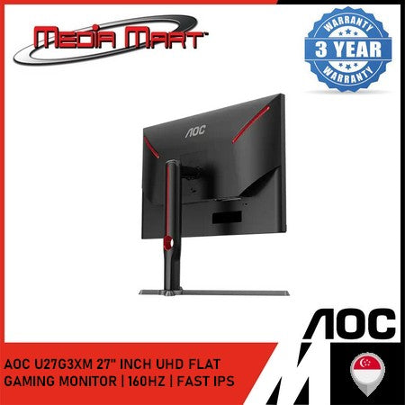 AOC U27G3XM 27" INCH UHD FLAT GAMING MONITOR | 160HZ / FAST IPS / 1MS / HDMI 2.1 / DP 1.4