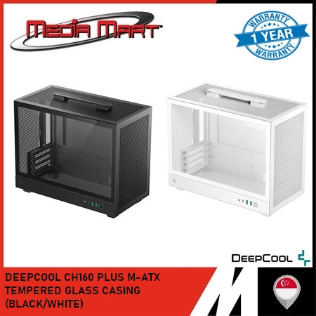 DEEPCOOL CH160 PLUS M-ATX TEMPERED GLASS CASING (BLACK/WHITE)