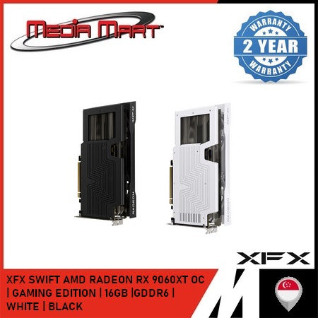 XFX SWIFT AMD RADEON RX 9060XT | OC GAMING EDITION | 16GB | GDDR6 | BLACK | WHITE |