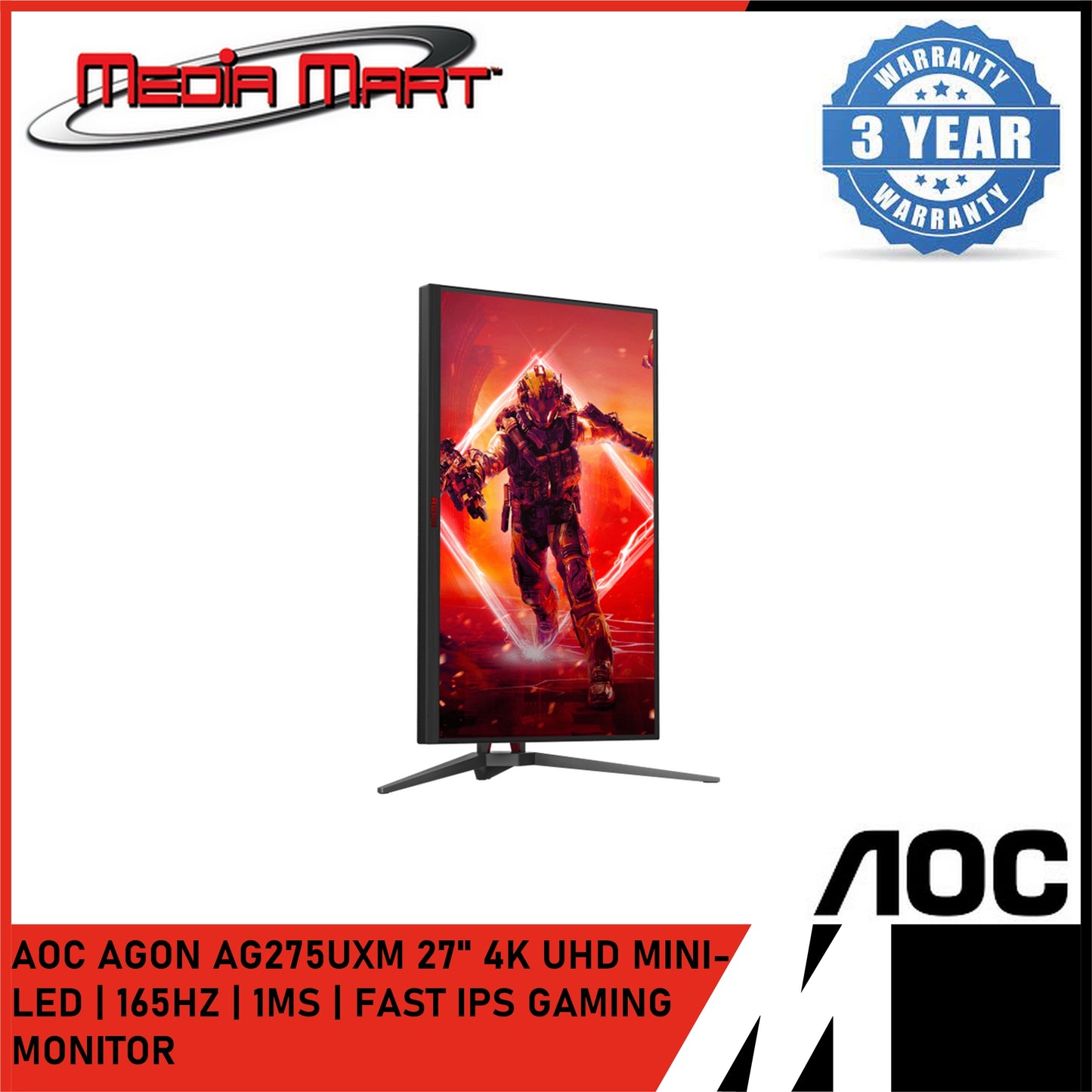 AOC AGON AG275UXM 27" FAST IPS UHD QD-MINI LED | 165HZ 1MS GAMING MONITOR