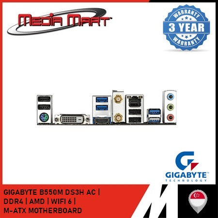 GIGABYTE B550M DS3H AC AM4 DDR4 M-ATX MOTHERBOARD