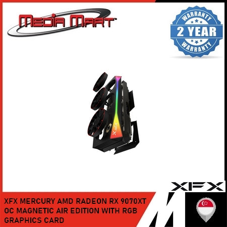 XFX MERCURY AMD RADEON RX 9070XT OC MAGNETIC AIR EDITION WITH RGB GRAPHICS CARD