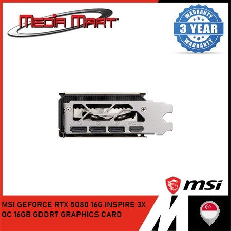 MSI GEFORCE RTX 5080 16G INSPIRE 3X OC 16GB GDDR7 GRAPHICS CARD