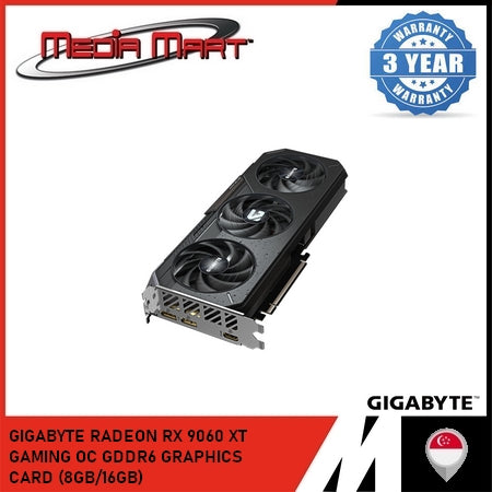 GIGABYTE RADEON RX 9060 XT GAMING OC GDDR6 GRAPHICS CARD (8GB/16GB)