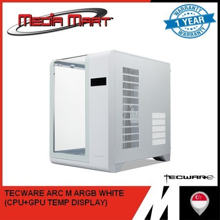 TECWARE ARC M ARGB CURVED TG MATX CASE WITH CPU & GPU TEMPERATURE DISPLAY (WHITE))